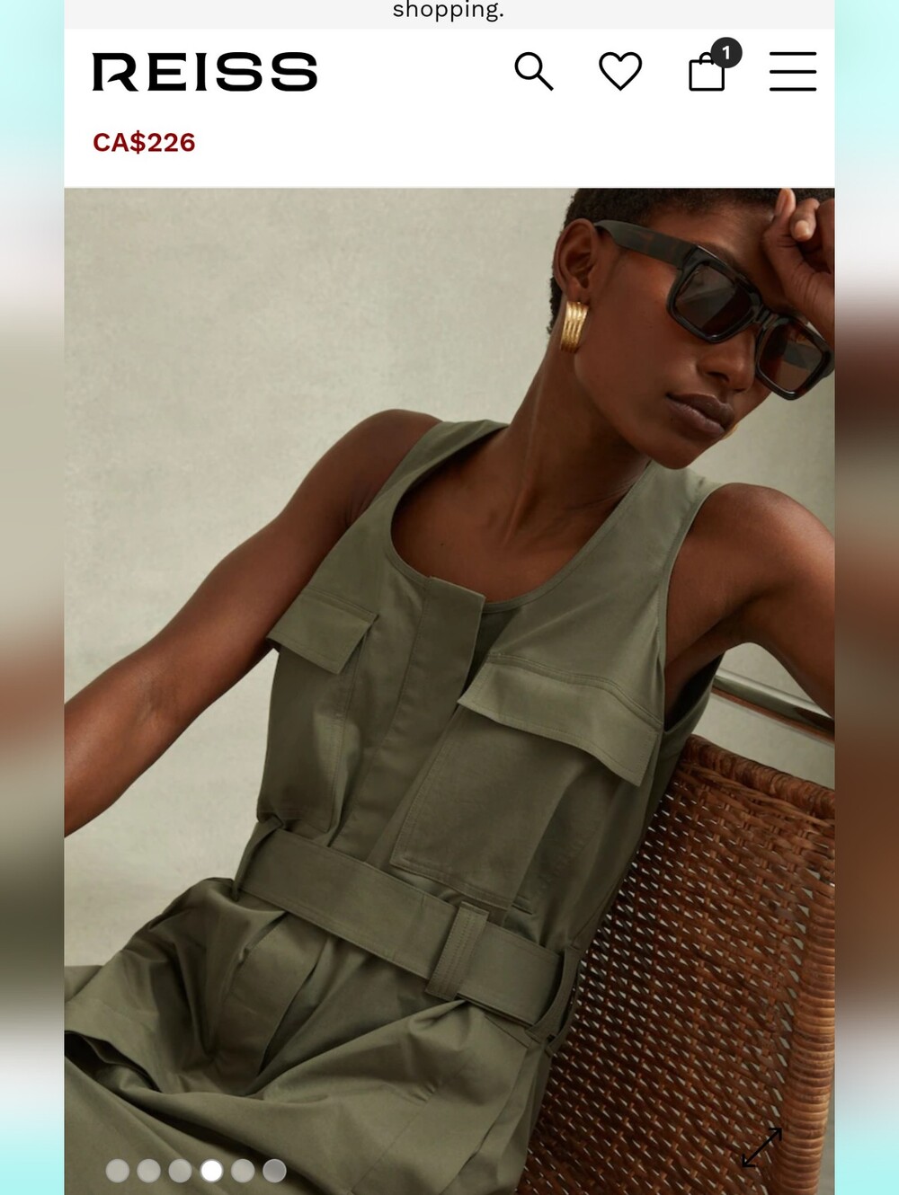 Reiss Olive Green Utility Midi Dress - Picture 6 of 8
